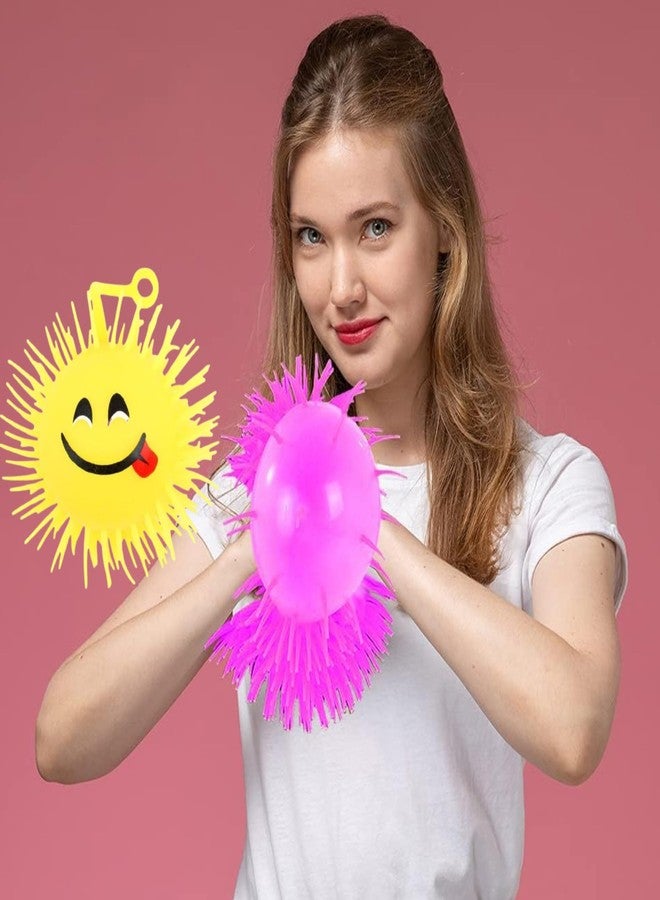 Munmoll Light Up Rubber Smiley Ball with Flashing Lights Puffer Balls Pack of 2 Soft Squeeze Stress Relief Fidget Toys for Kids and Adults Children Birthday Party Favors Emoticon Puffer Ball Toy - Image 2